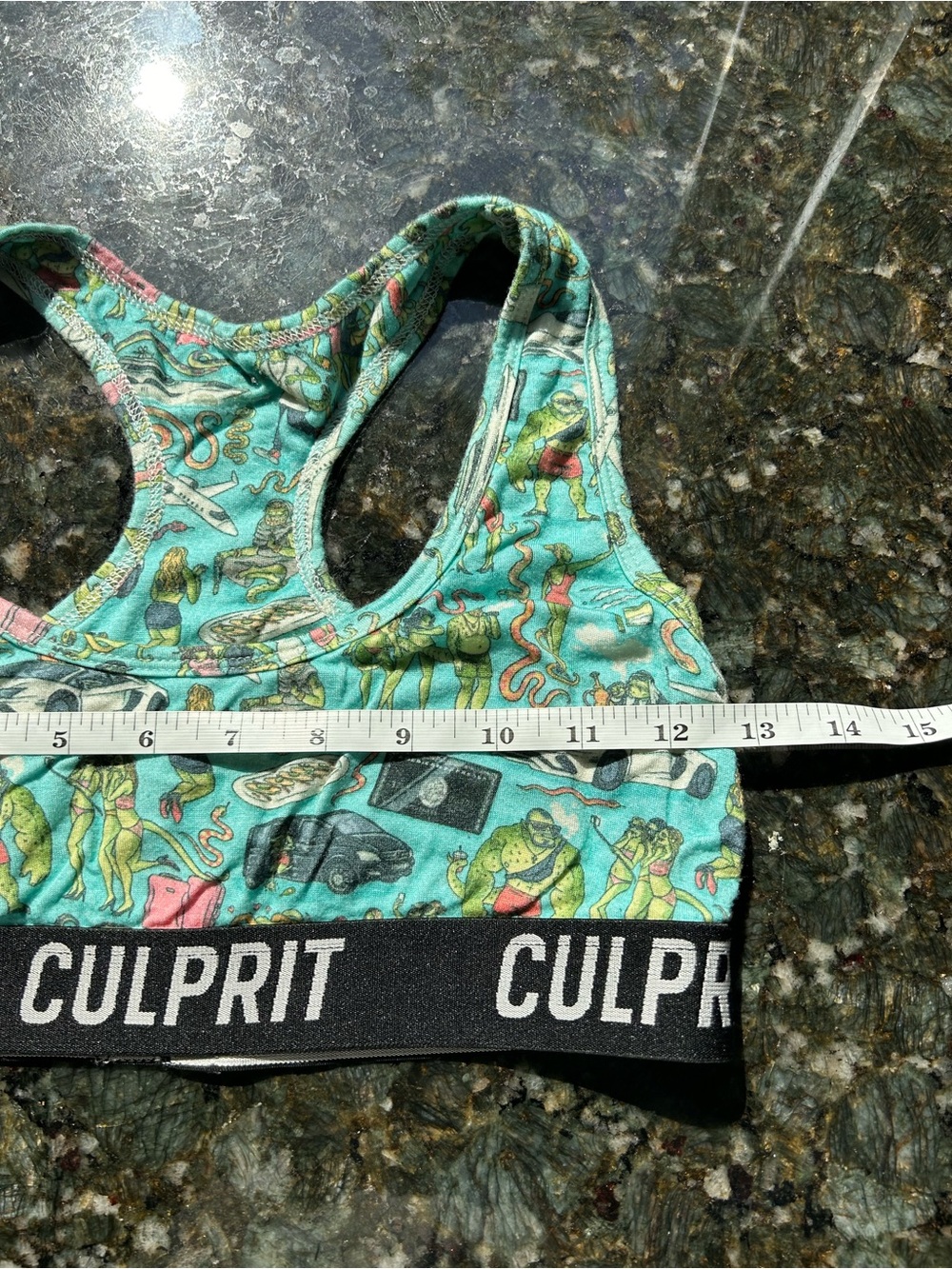Culprit x Super Slutty Snake Cozy Bralette Lounge Sports Bra. Graphic lizards. - Picture 4 of 7